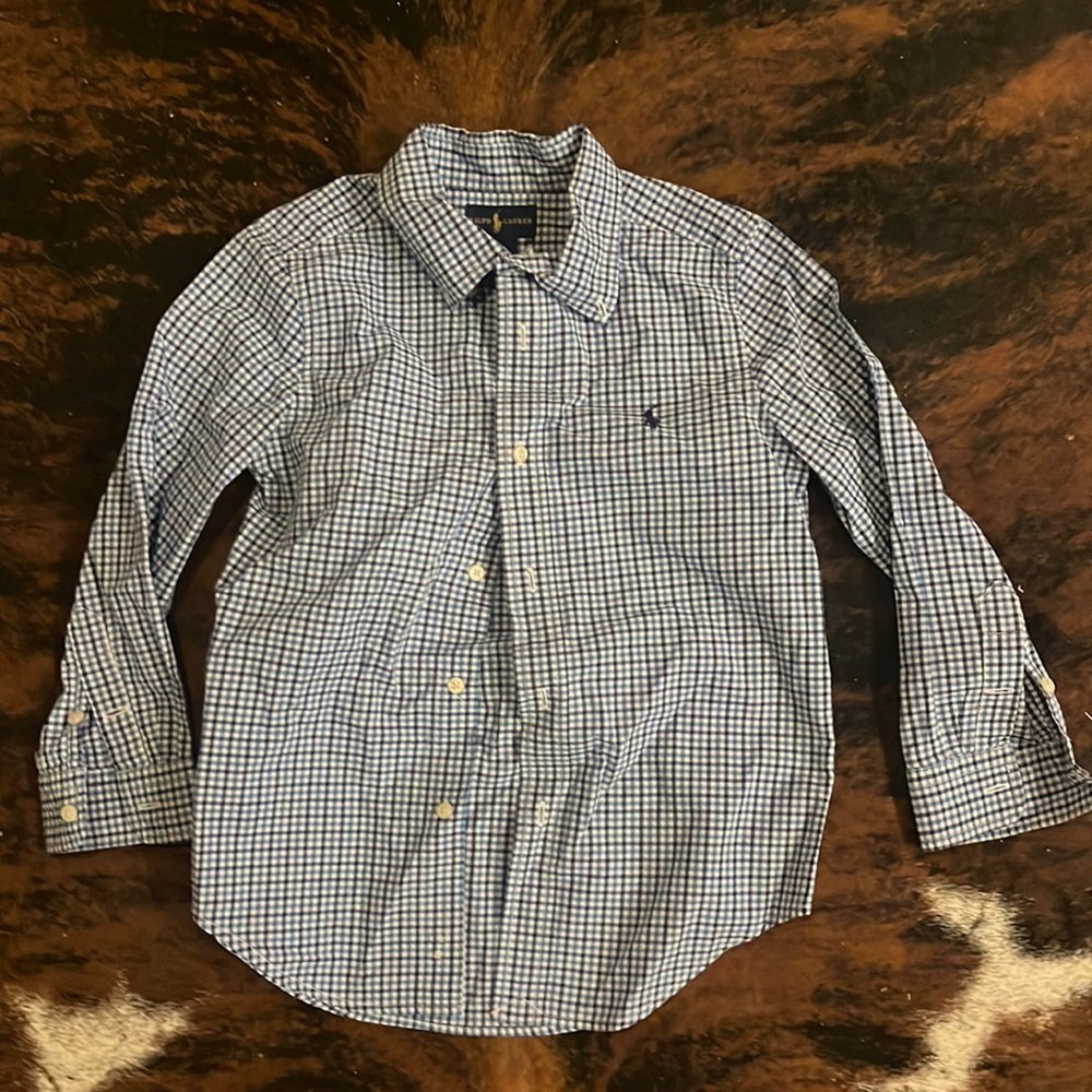 Boy size 5. Blue and white plaid